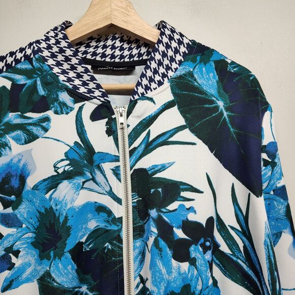Ashley Steward Sport Jacket Women Size XL Blue Green Floral Full Zip Activewear - Picture 2 of 8